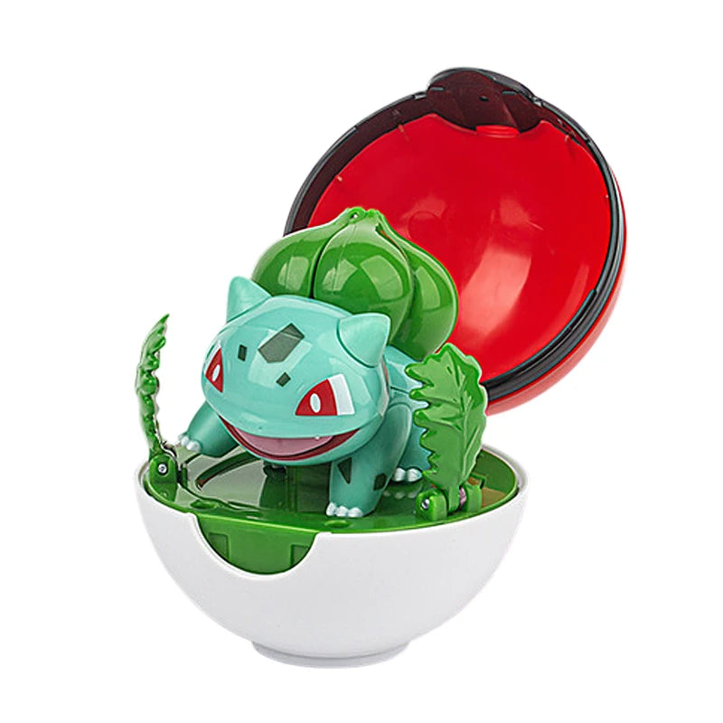 Funny Pokemon Transformation Cartoon Model Pokeball Pikachu Toys Scalable Anime Figure Dolls Model Ornaments Kids Birthday Toys