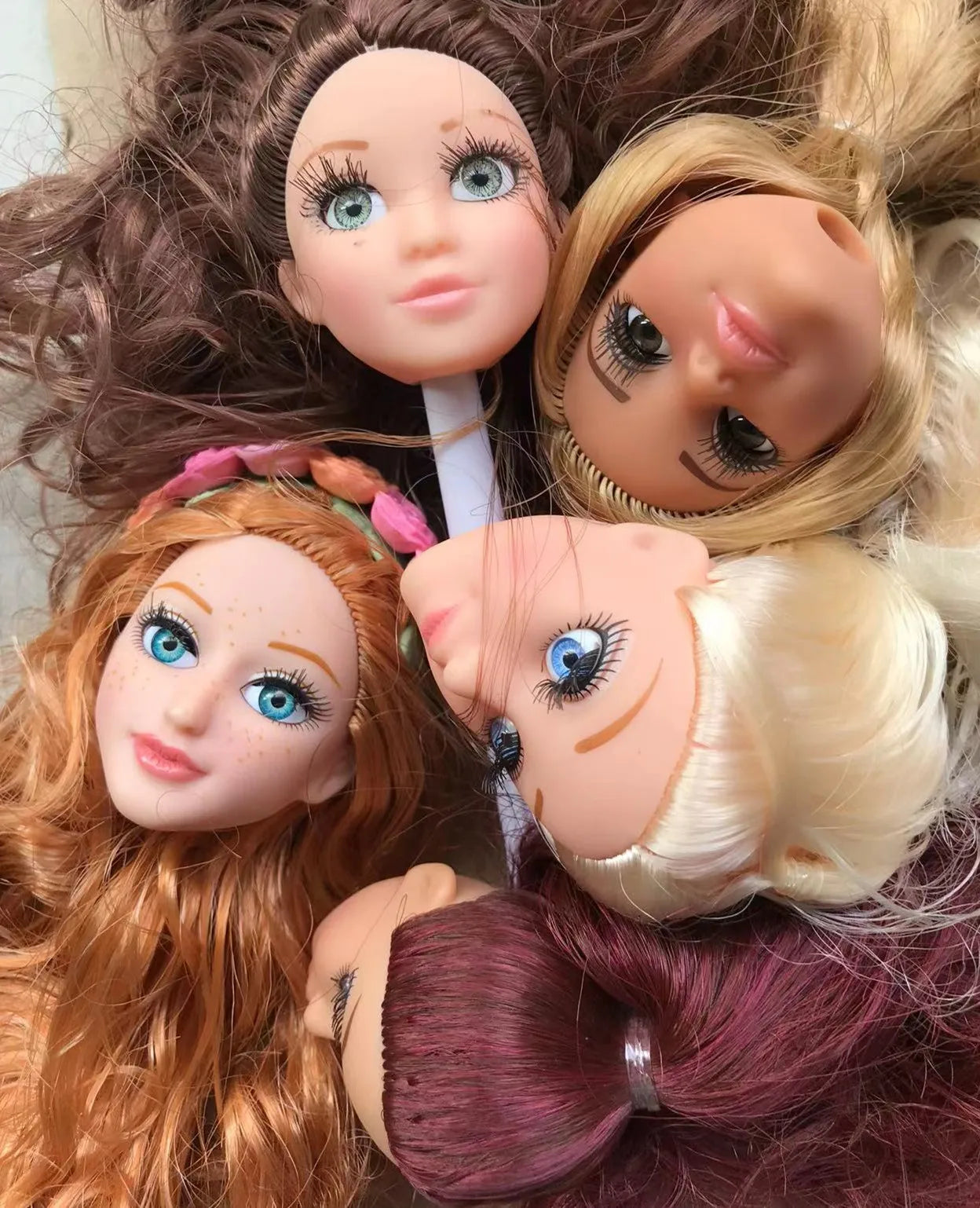 Glasses Eyes With Real Eyelashes Doll Heads Colorful Soft Doll Parts White Skin Doll Accessories Girl Gift Toys Figures