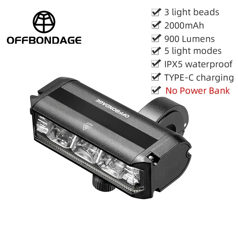 OFFBONDAGE Bicycle Light Front  Bike Light Waterproof Flashlight USB Charging MTB Road Cycling Lamp Accessories