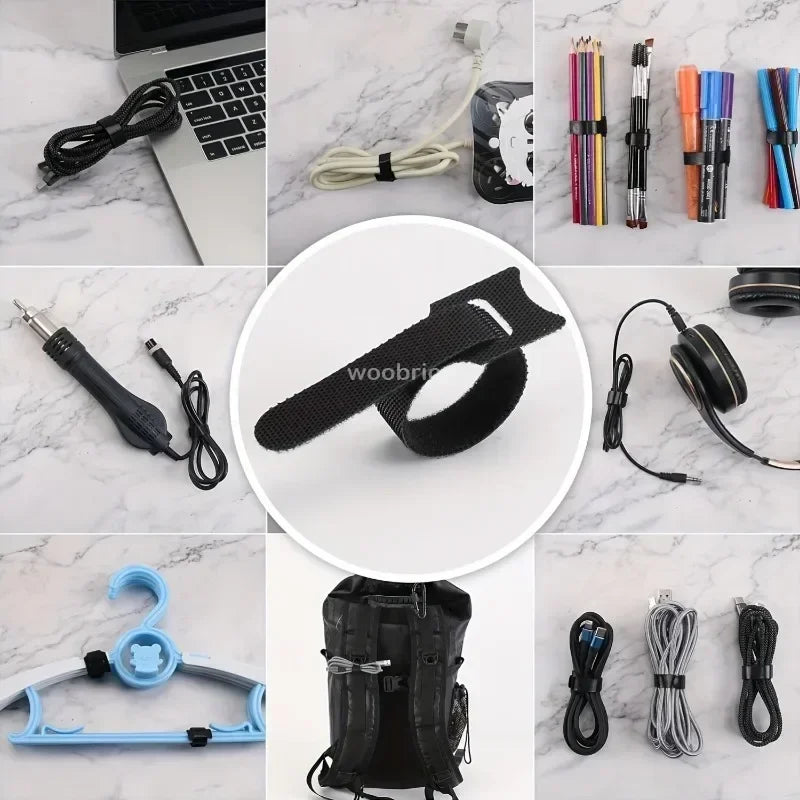 10-100pcsReleasable Cable Organizer Ties Mouse Earphones Wire Management Nylon Cable Ties Reusable Loop Hoop Tape Straps Tie