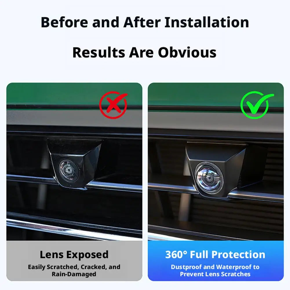 4pcs Car Camera Protective Cover With 2pcs Car Hooks Front Bumper Camera Anti-Scratch Shield Lens Guard PC Protective Cover Kits