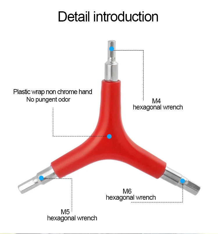 Hex Wrench Y-Type 3 Way 4/5/6mm Spanner Bicycle Repair Tools Trigeminal Hexagon Spanner Cycling MTB Mountain Bike Accessories