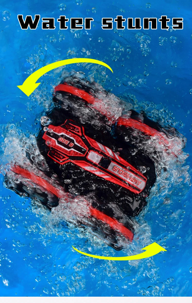 Amphibious RC Car Remote Control Stunt Car Vehicle Double-sided Flip Radio 4WD Drift Off Road Outdoor Toys for Boy Children Gift