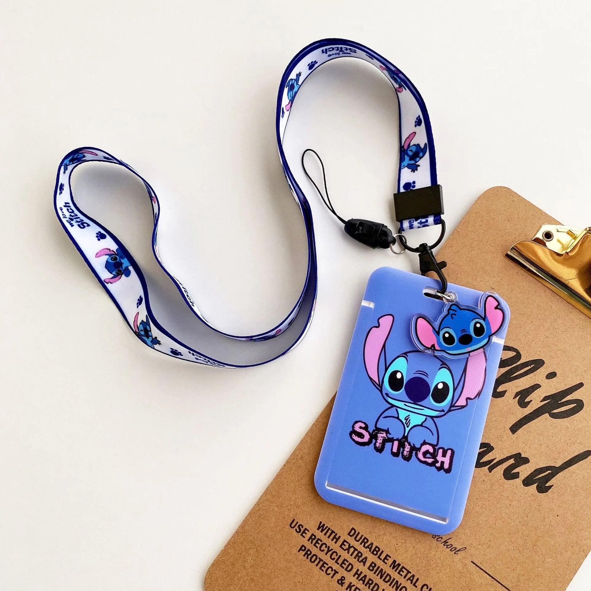 Disney Stitch ID Badge Holder Lanyards Pendant Lovely Girls Lilo Door Card Holders Neck Strap Keychain Women Credential Gift