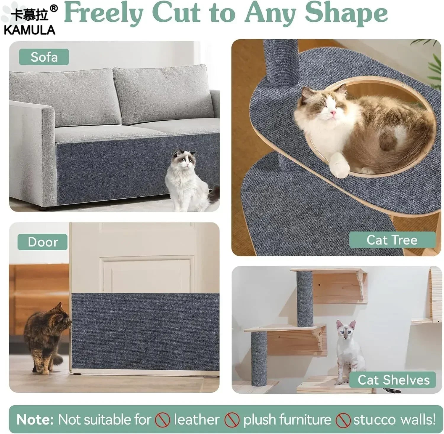 Trimmable Self-Adhesive Carpet Cats Scratch Board Wall Anti Cat Scratch Sofa Diy Cats Scratch Board Sofa Protection Paws Sharpen