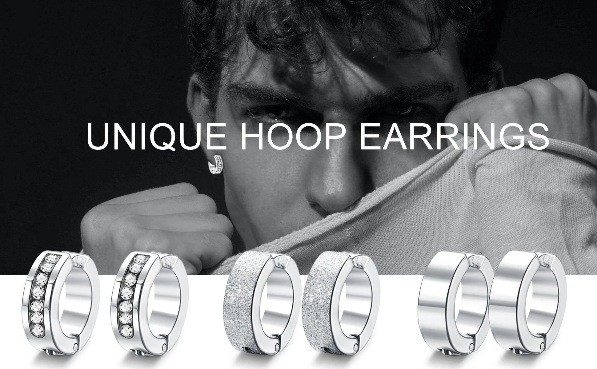 1 Pair/9 Pairs Non-Piercing Earrings Stainless Steel Clip On Hoop Earrings For Men Women Paved CZ Ear Clip Earrings Set