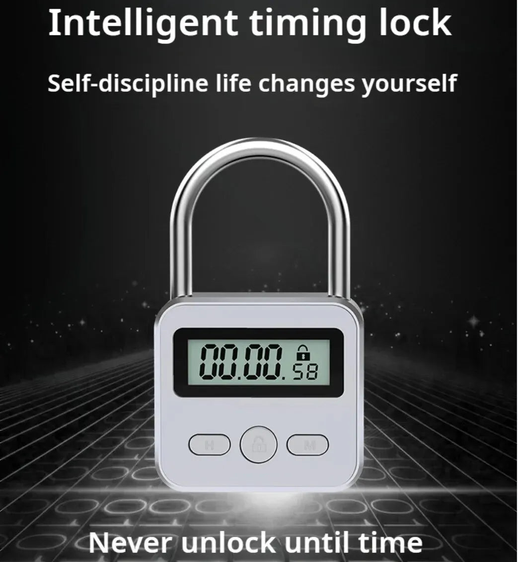 Timer Padlock LCD HD Display Add Backlight Zinc Alloy 99 Hours Max Timing Super Long Standby Anti-addiction Electronic Lock