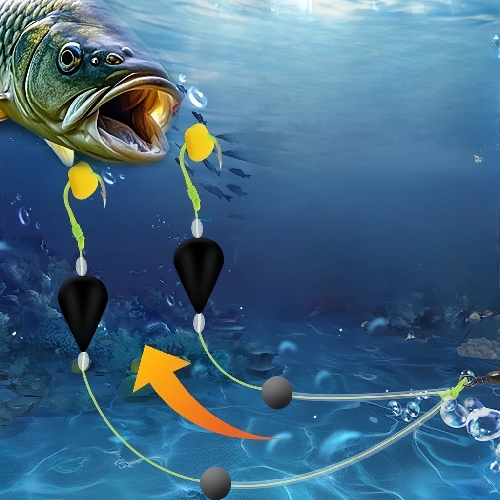 1PCS Inverted Bottom Double Hook Fishing Float Set - High Sensitivity, Suitable for Sea and Freshwater Fishing