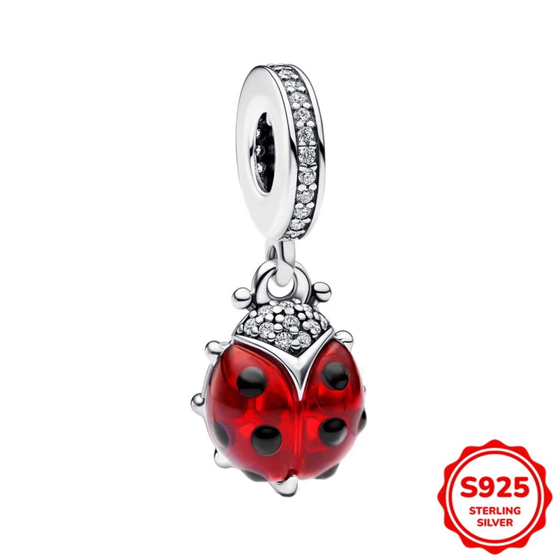Charms Silver 925 Ladybugs and Cherry Strawberries Pendant Bead Fit 3mm Bracelet Bangle Necklace For Women Luxury Jewelry Making