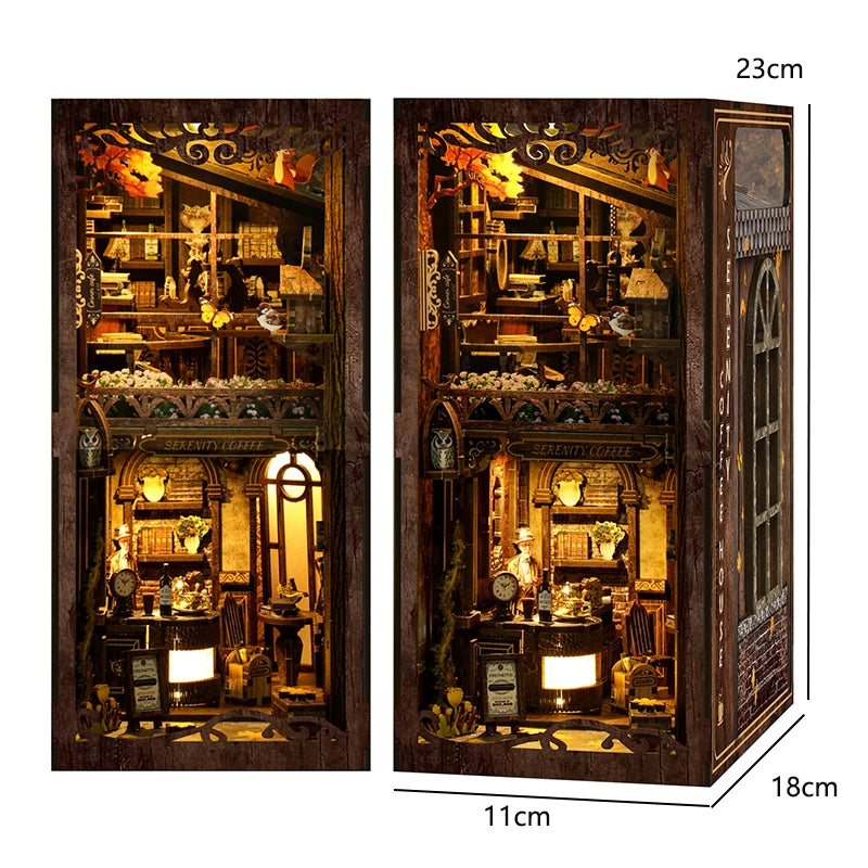 DIY Wooden Book Nook Insert Kit Doll Houses Building Toys Bookends Bookshelf Decor DollHouses Toys For Kids Xmas Gifts