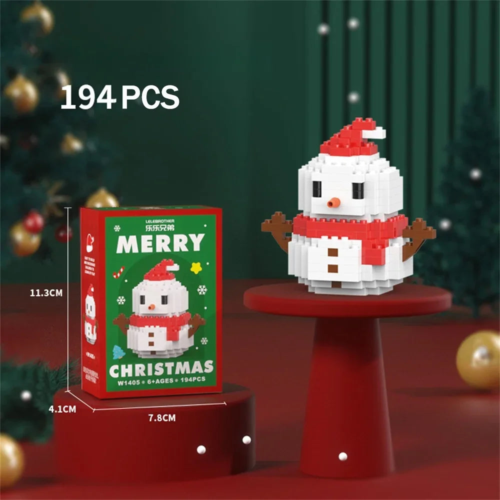 Knew Built Christmas Micro Mini Building Blocks Toys - Santa Claus, Christmas Tree, Reindeer, Snowman Elements - Perfect Gifts