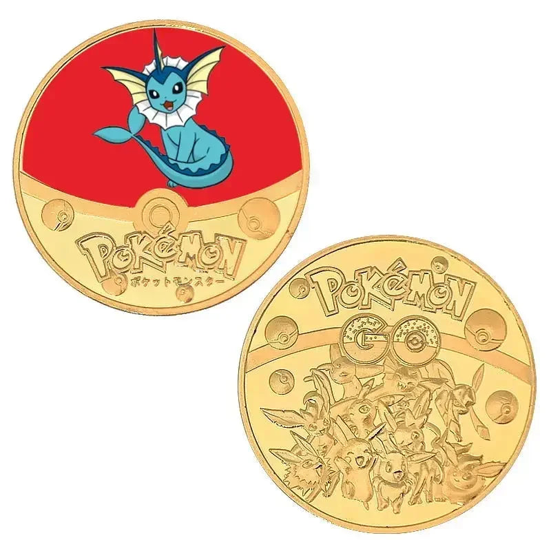 Anime Gold Plated Gold Coin Game Commemorative Coin Pikachu Mewtwo Charizard Gold Coin Game Collection childrens gift