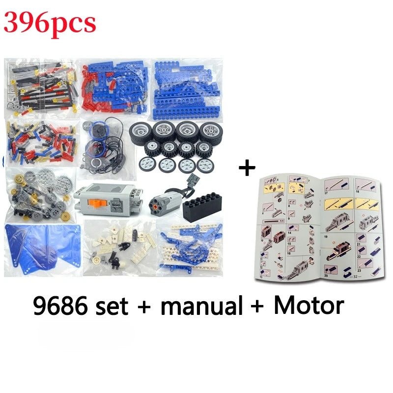 [Motor+Battery Box] 9686 Technology Building Block Set Gear Transmission Principle Model Children's Puzzle Toy Building Blocks