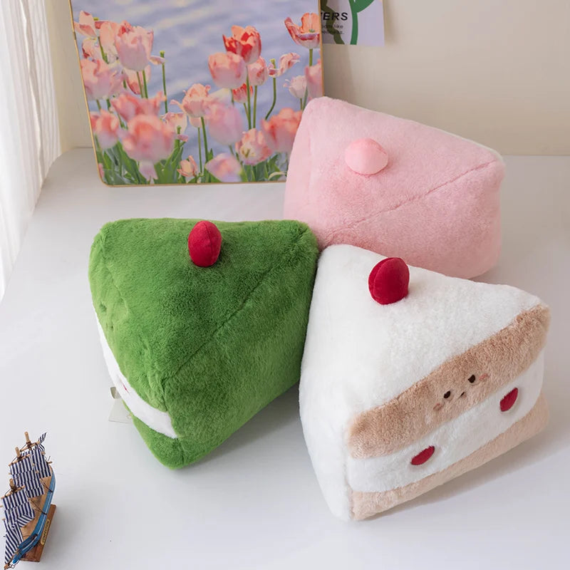 Kawaii Cartoon Hot Cake Plush Doll High Quality Soft Stuffed Fruit Strawberry Wedding Cake Simulation Food Plush Toy Home Decor