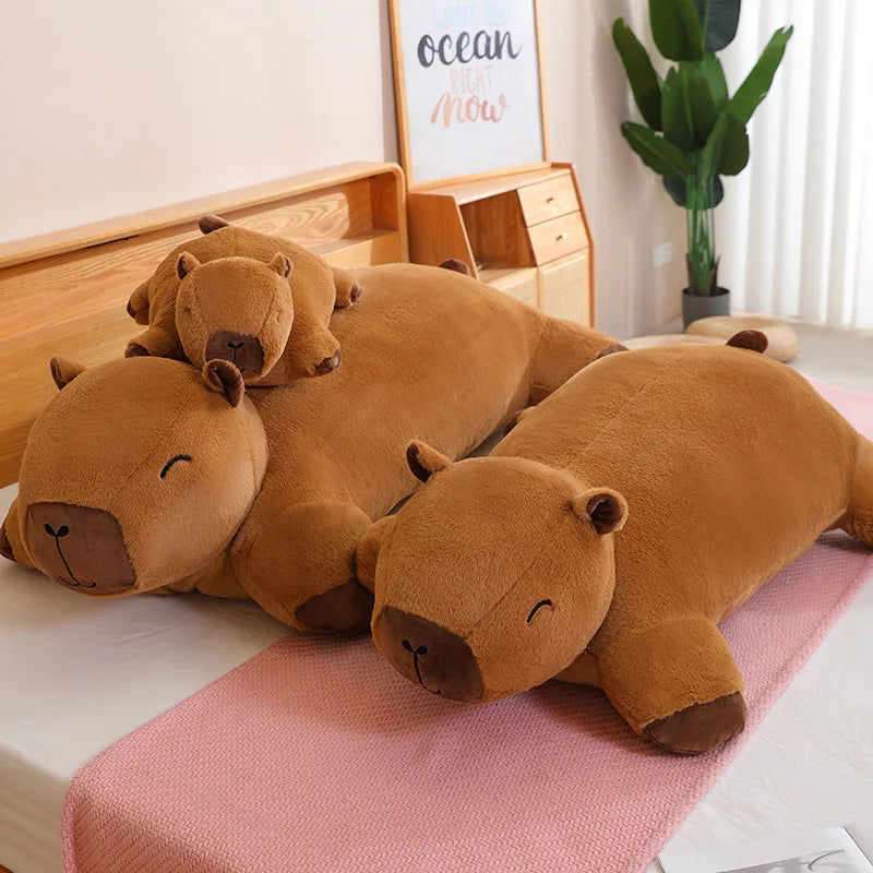 Giant Kawaii Capybara Plush Doll Floor Mat High Quality Animal Brown Capybara Plush Carpet Home Decor Gift For Boys And Girls