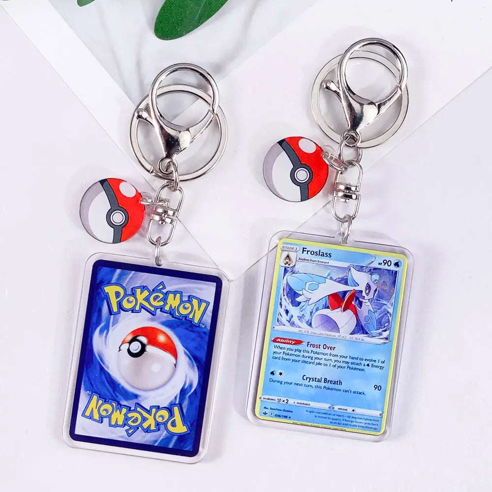Pokémon Card Cute Acrylic Car Keychain Accessories Pikachu Charizard Gengar EeveeBag Charm Backpack Pendant Gifts For Friends