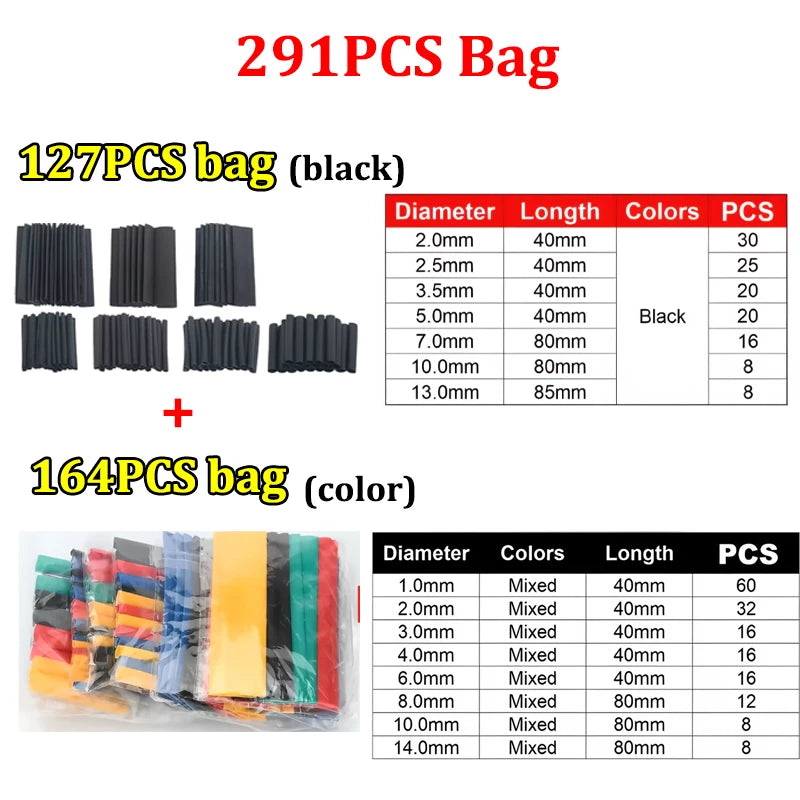 1300/650 Heat-shrink Tubing Thermoresistant Tube Heat Shrink Wrapping Kit Electrical Connection Wire Cable Insulation Sleeving