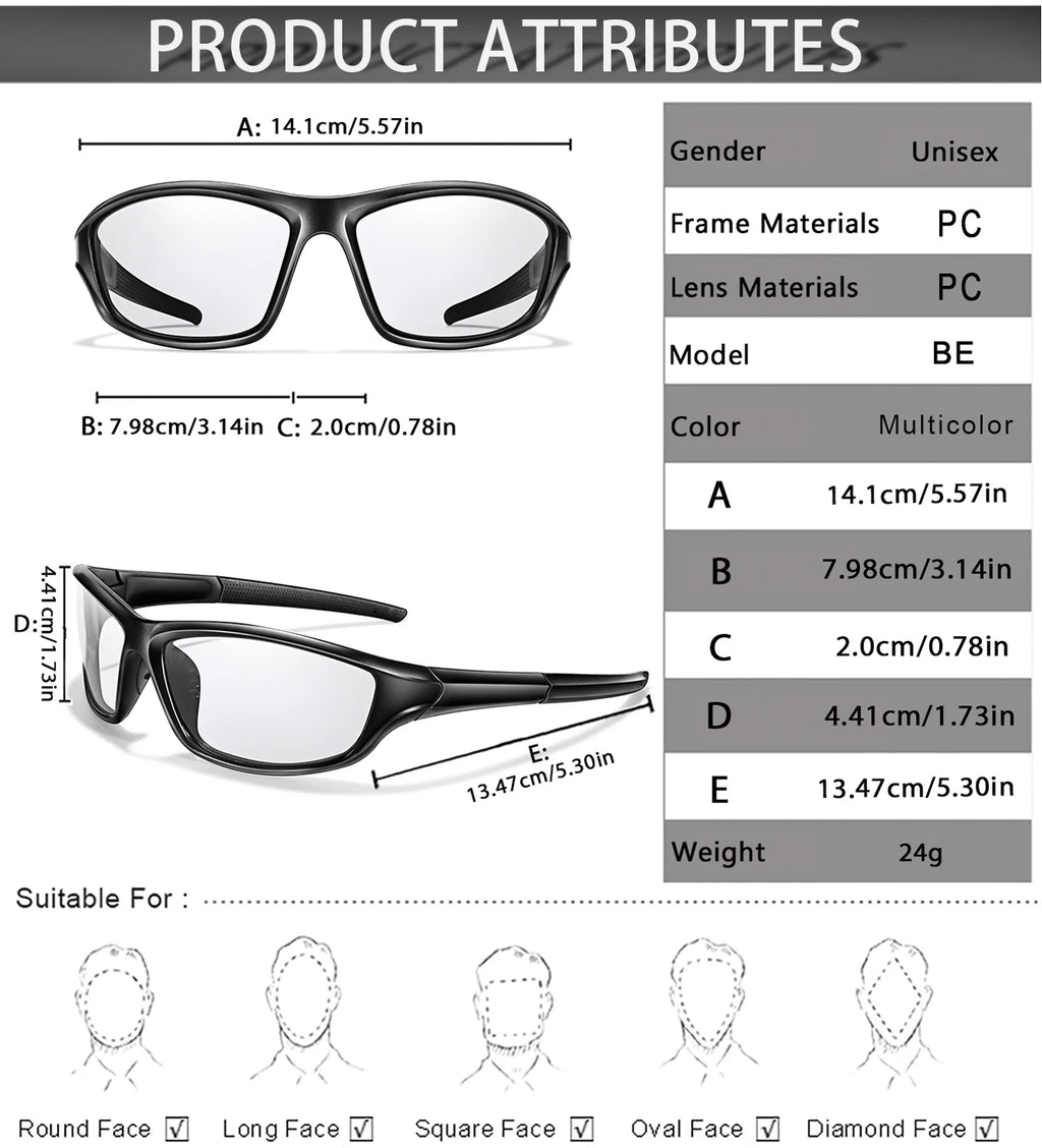Photochromic Cycling Sunglasses Men Outdoor Sports Tactical Camouflage Goggles Vintage Driving Riding Fishing Windproof