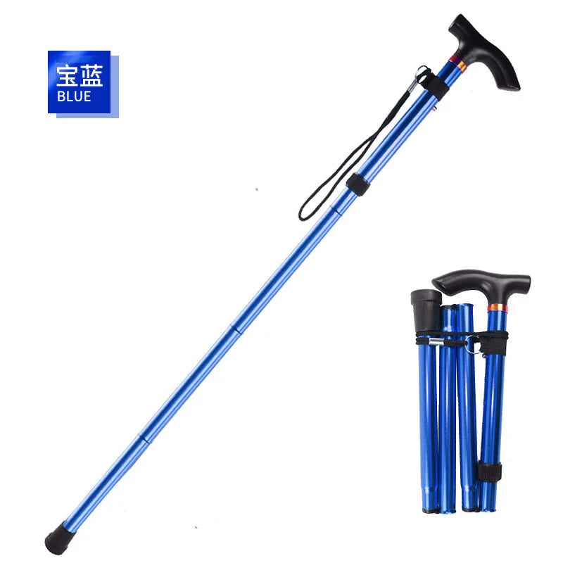 Folding Cane Portable 5-Level Adjustable Height Walking Stick with Foldable Design Wrist Strap