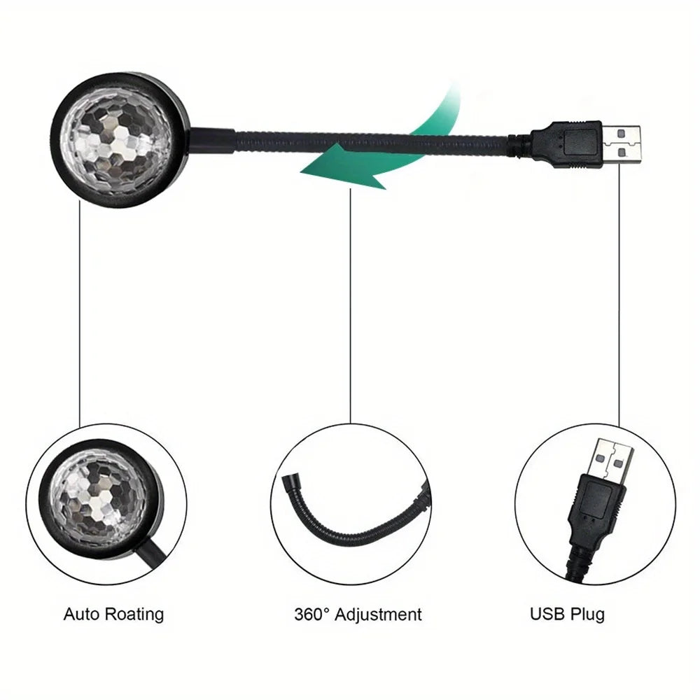 vehicle LED Starry Sky Night Light, USB Powered Galaxy Star Projector, Lamp for Car Roof, Room, Ceiling Decor, Plug and Play
