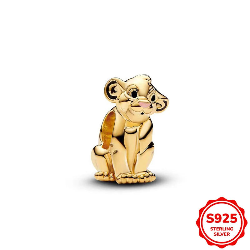 Charms plata de ley Disney Gold Plated Lily Flower Pendant Beads Fits 3mm Bracelets Necklace For Women Luxury DIY Fine Jewelry