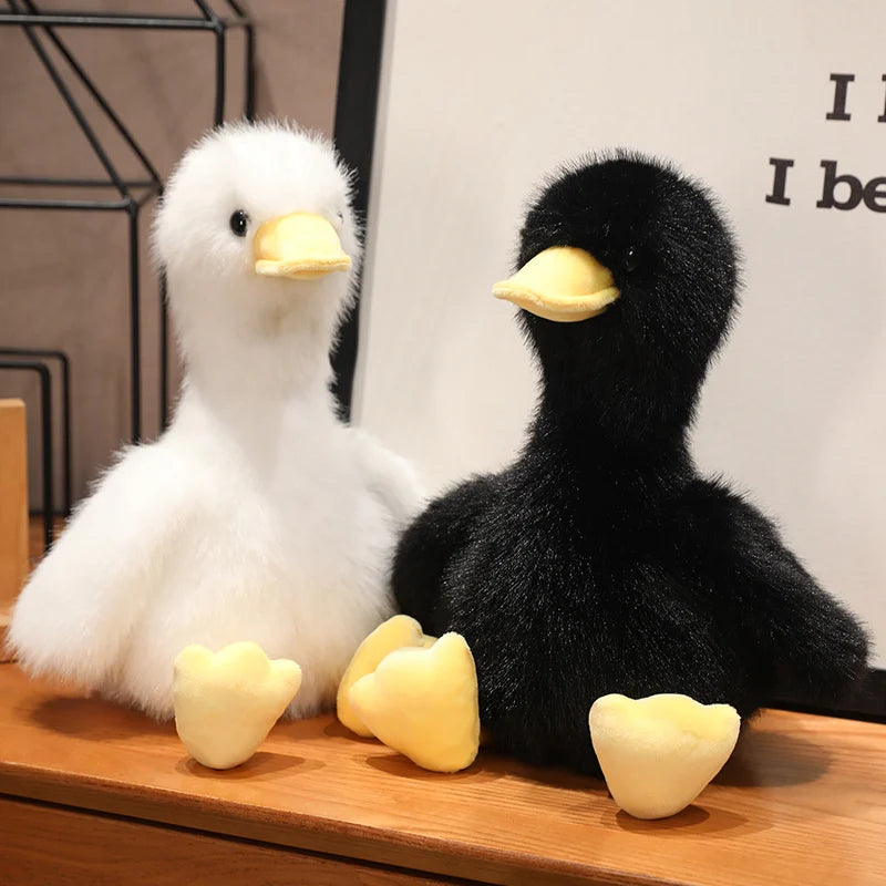 Kawaii Simulation Yellow Duck Plush Toy White Pink Black Long Hair Duck Plush Doll for Boys And Girls To Accompany Sleeping Gift