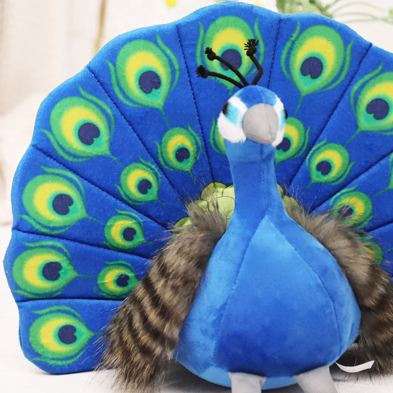 Cute Simulation Green Peacock Plush Toy Blue Peacock Doll Decorative Ornament Gift Bird Doll Zoo Souvenir Ornament Photo Props