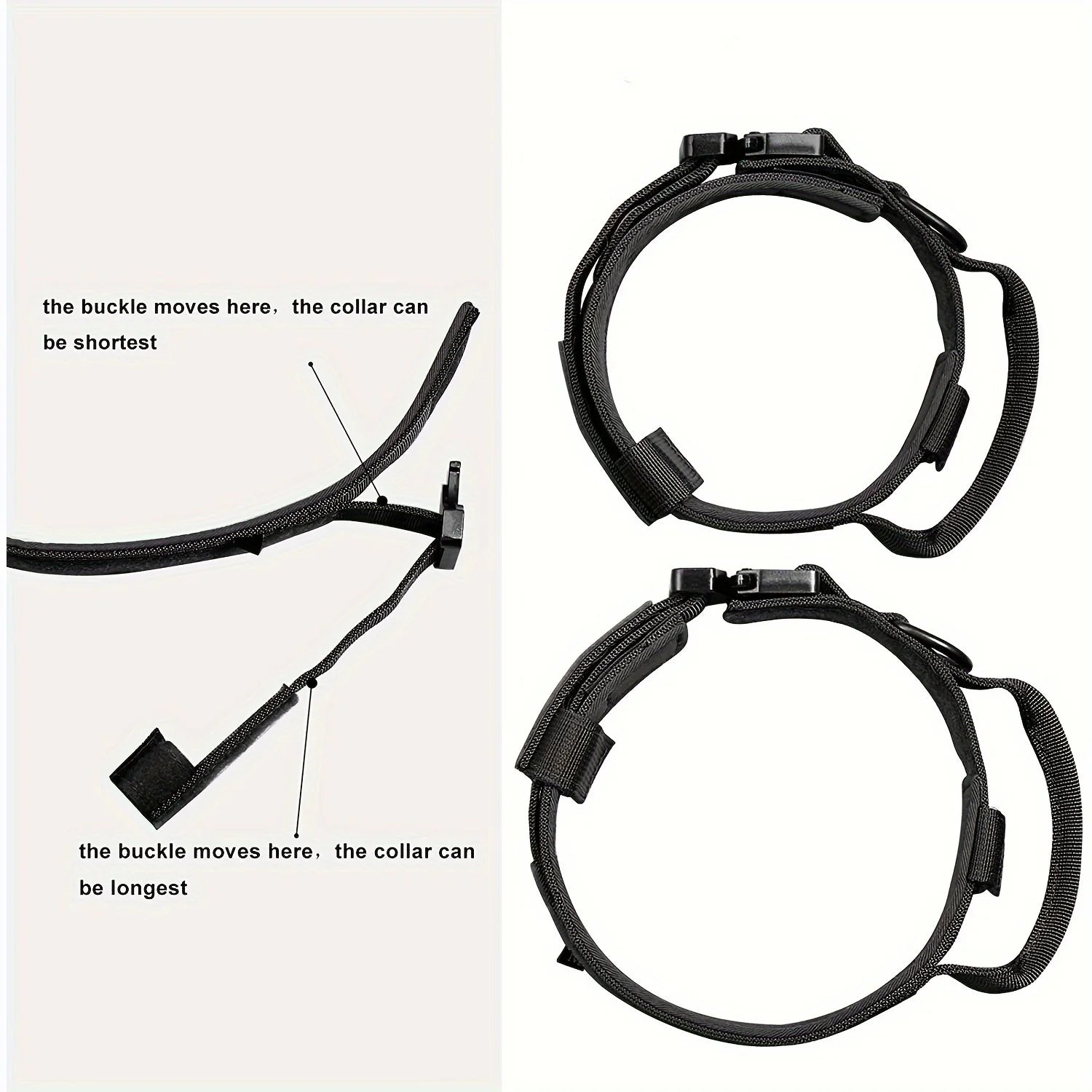 Tactical Dog Collar, Adjustable Military Training Nylon Dog Collar with Control Handle and Heavy Metal Buckle for Medium and Lar