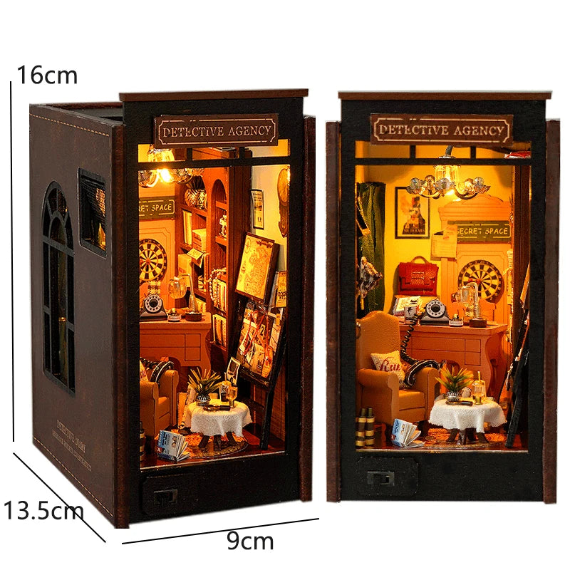 DIY Wooden Book Nook Insert Kit Doll Houses Building Toys Bookends Bookshelf Decor DollHouses Toys For Kids Xmas Gifts