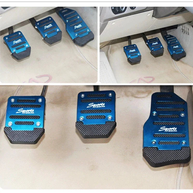 Aluminum Car Pedal Cover Set  Automatic Manual Transmission Gas Foot Covers in Red Silvery, Blue - Stylish Auto Interior