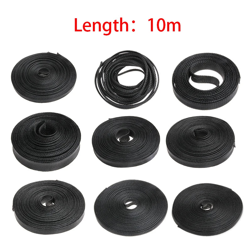 5M Tight PET Expandable Cable Sleeves Wire Gland Cables Protection Ø:4/6/8/10/12/15/20/25mm Insulation Braided Sleeving