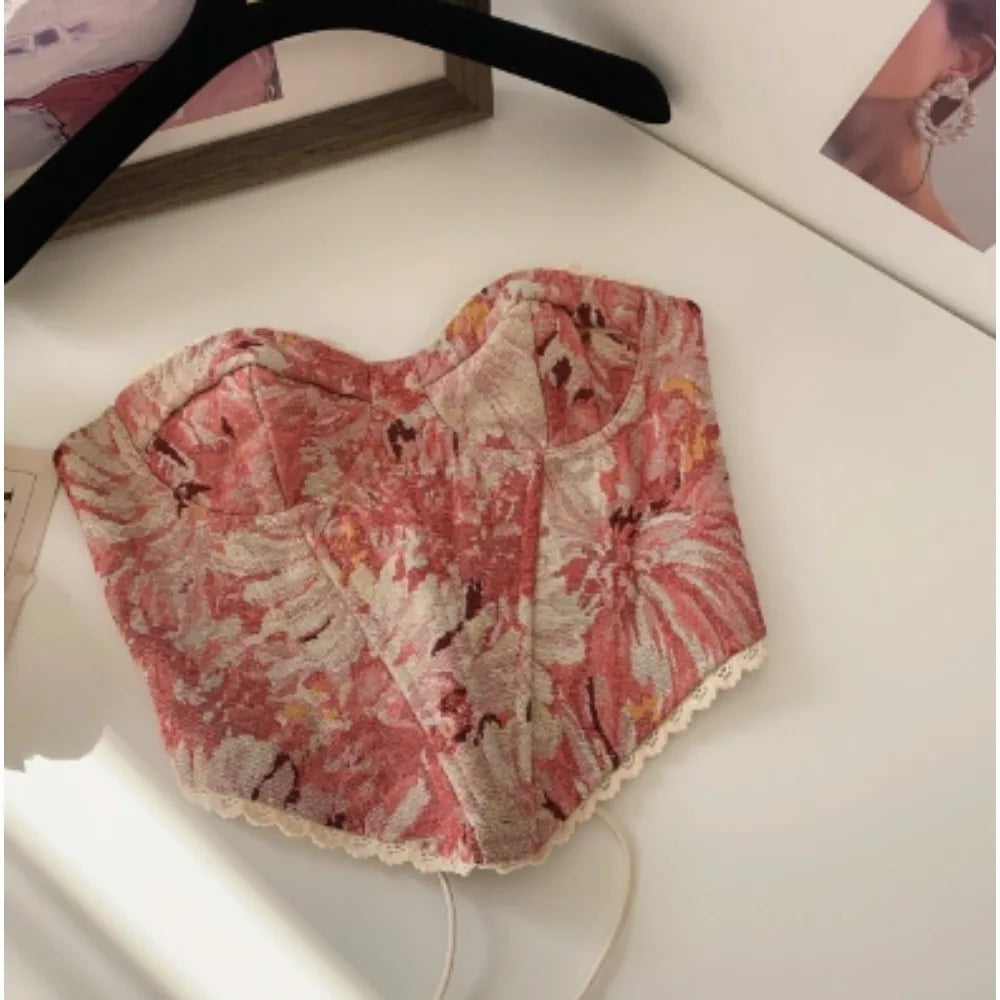 sweet Bandage asymmetrical tube top Camis Slim Korean Tanks Top Elegant Basic Crop Top summer Women Bustier