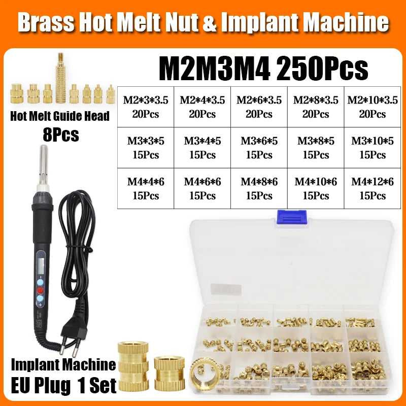 Brass Heat Set Insert Nut Electric Soldering Iron 60W LCD Digital Display Adjustable Temperature 220V/110V 3d Printer Copper Nut