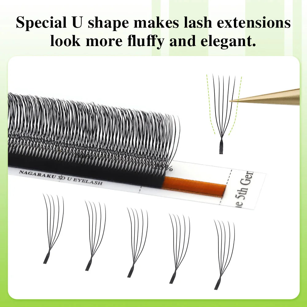 NAGARAKU 3D 4D 5D UU W Eyelashes U Shape Eyelash Extensions Soft Lashes Makeup Mesh Net Cross Premade Volume Eyelash