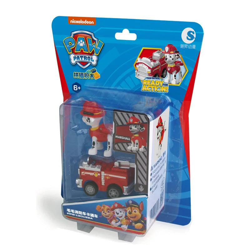 Genuine Paw Patrol PVC Cartoon Model Car 4-6cm Ryder Mashall Chase Rubble Skye Puppy Patrol Toys Figure Children Christmas Gifts