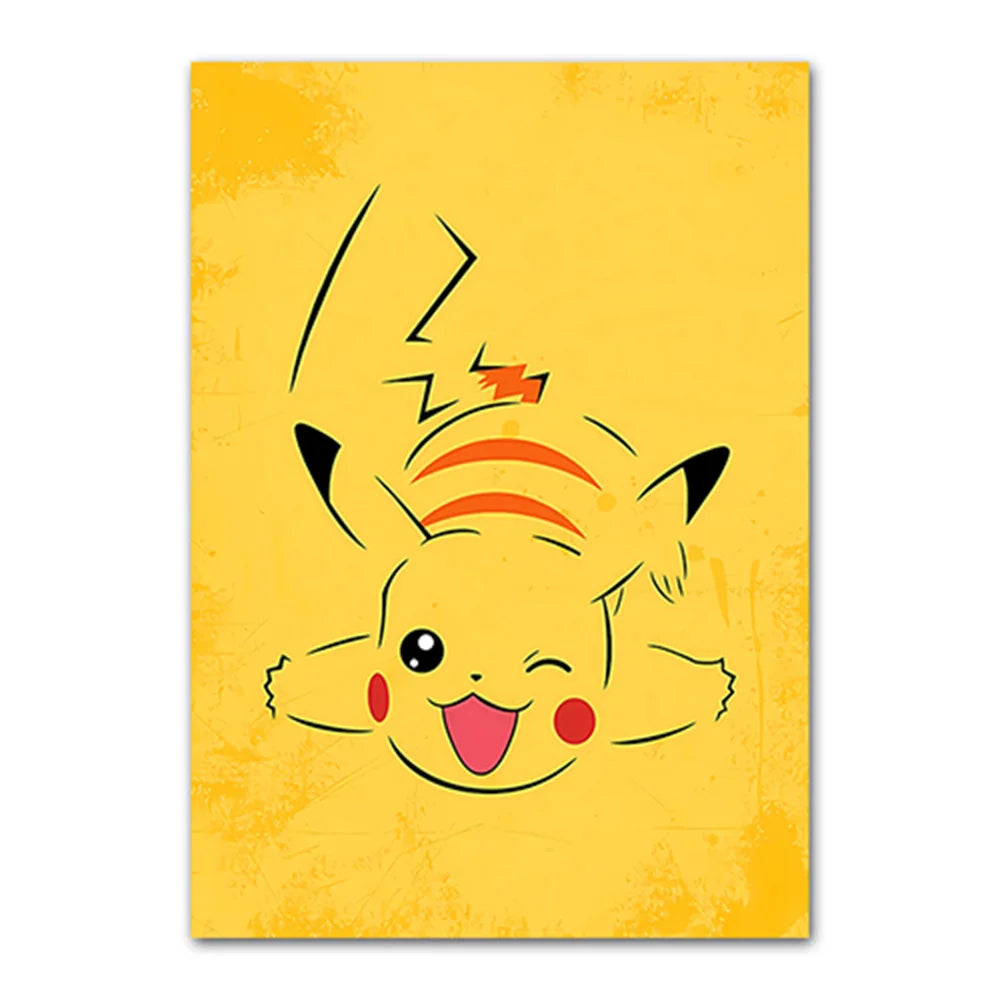 Cartoon Anime Poster Pokemon Pokémon Pikachu Watercolor Art Kids Room Decoration Wall Hanging Painting Kids Gift