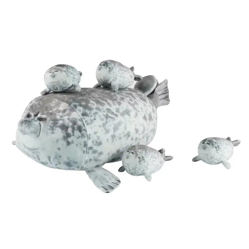 40cm Mother and son Seal five-piece plush toy Seal zipper toy for boys and girls Christmas Halloween gifts