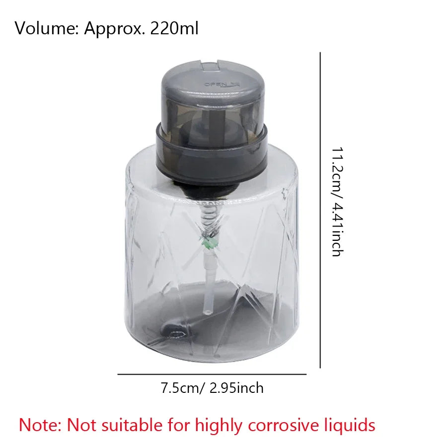 Refillable Lockable Empty Pump Dispenser Nail Manicure Cleaner Makeup Remover Container Press Bottle for Personal Use