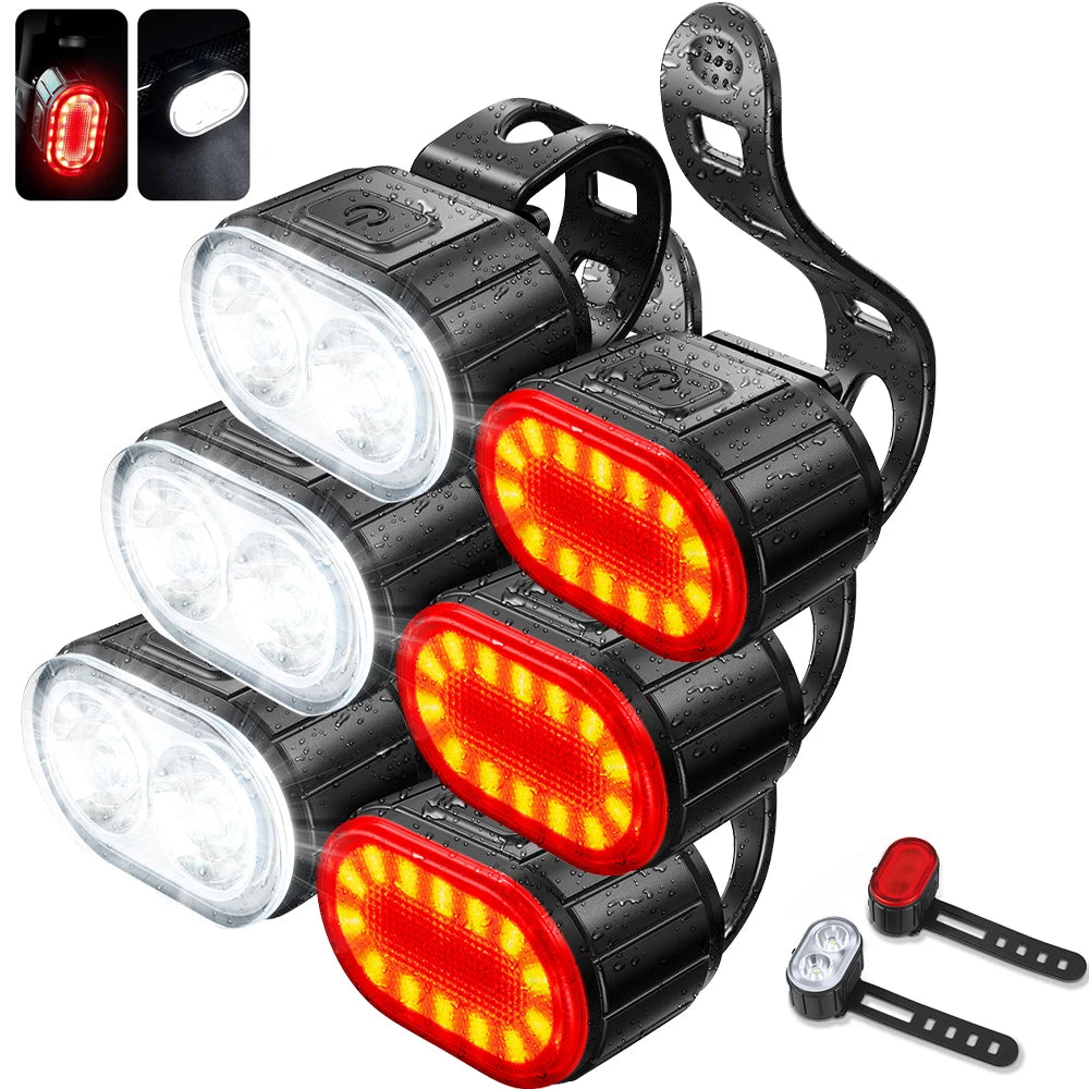 Rechargeable Bike Lighting Front/Rear Lights Bicycle Lamp Led Cycling Light Bike Flashlight for Bicycle Front Taillight Lantern