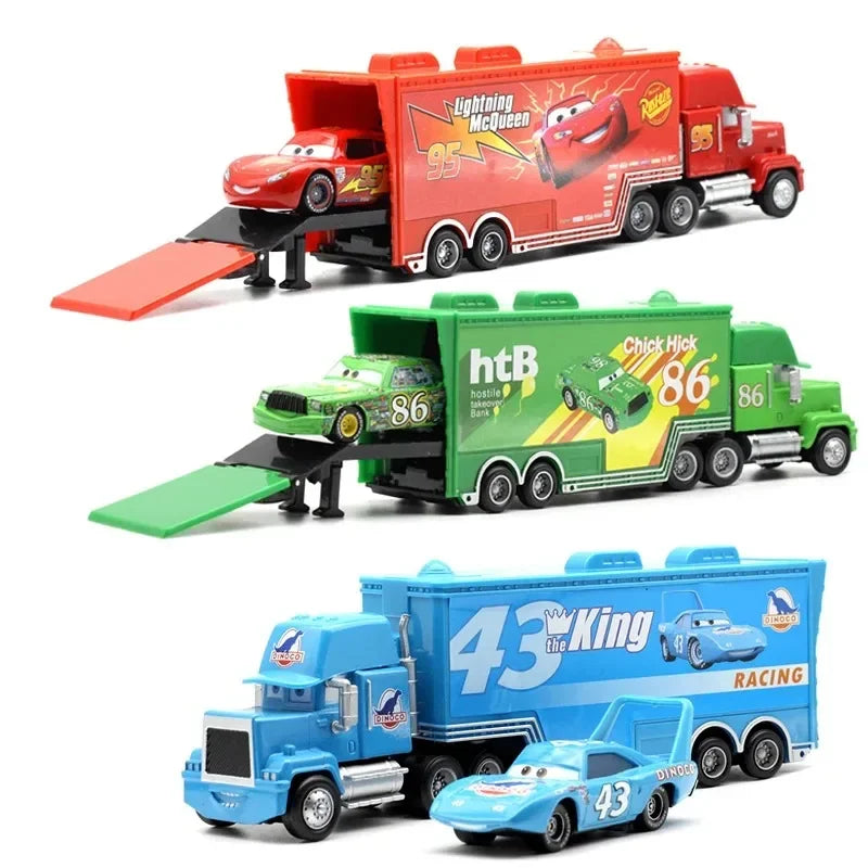 IN STOCK! Disney Pixar Cars And Truck Set Lightning Mcqueen Uncle Mike The King Cruz Model Trucks Car Christmas Gift for Kids