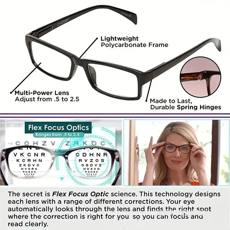 Newest Multifocal Reading Glasses Women Men Auto Adjusting Bifocal Glasses For Readers