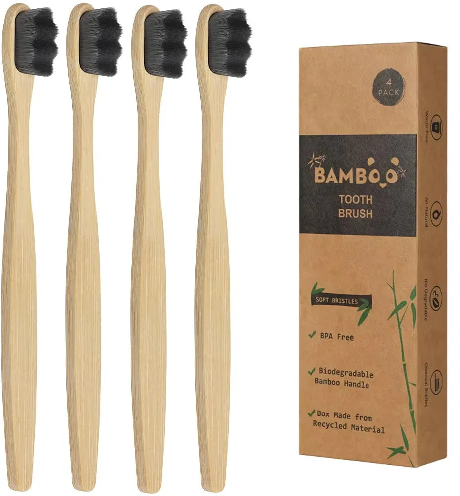 New 4Pcs Soft Bamboo Micro-Nano Toothbrushes, Extra Soft Toothbrush with 20000 Bristles Designed for Sensitive Gums Kids Adults