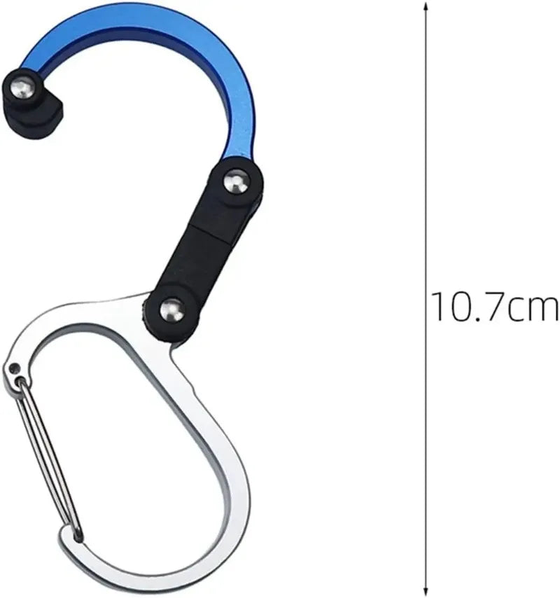 Multifunctional Aluminum Alloy D-Type Carabiner Clips Rotatable Quick-Hanging Utility Hooks for Camping Outdoor Sports