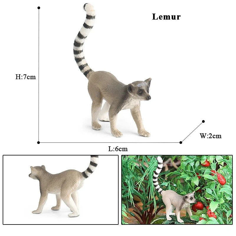Oenux Simulation Wild Figurines Lesser Panda Raccoon Lemur Model Action Figures Forest Animals Home Education Kids Toy Gift
