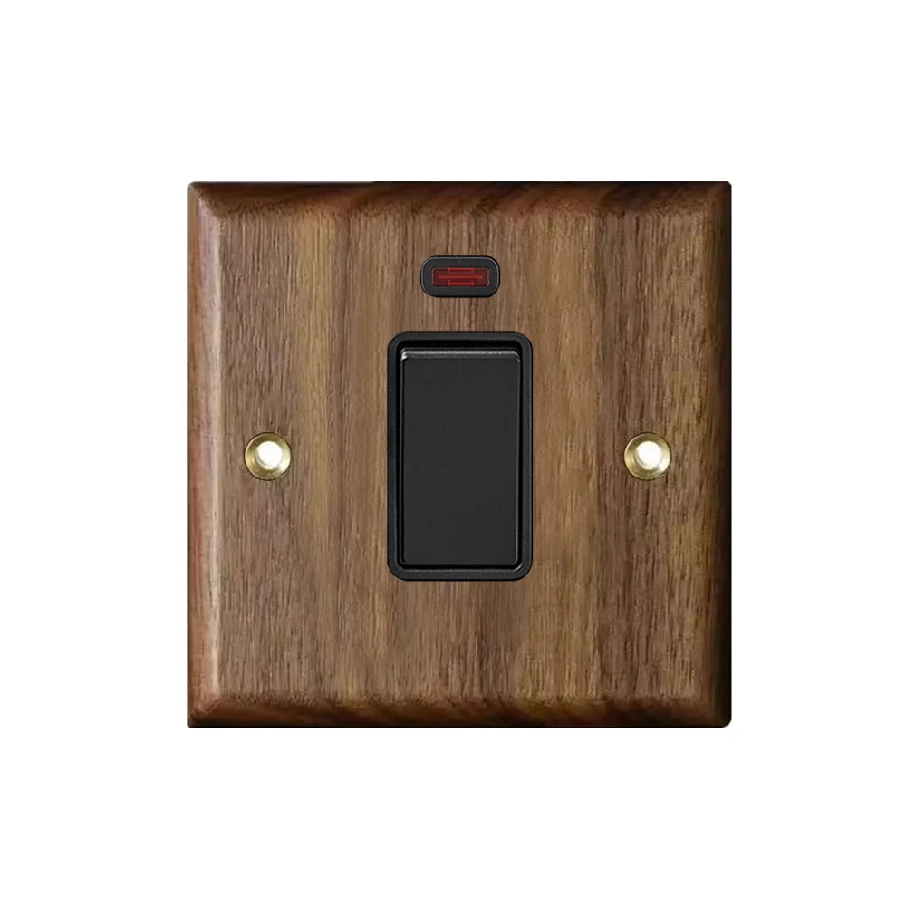 High Quality Retro Europe Type Vintage Wall Light Switch Socket, Solid Wood Brass Toggle Switch Plate, Antique Home Stay Switch
