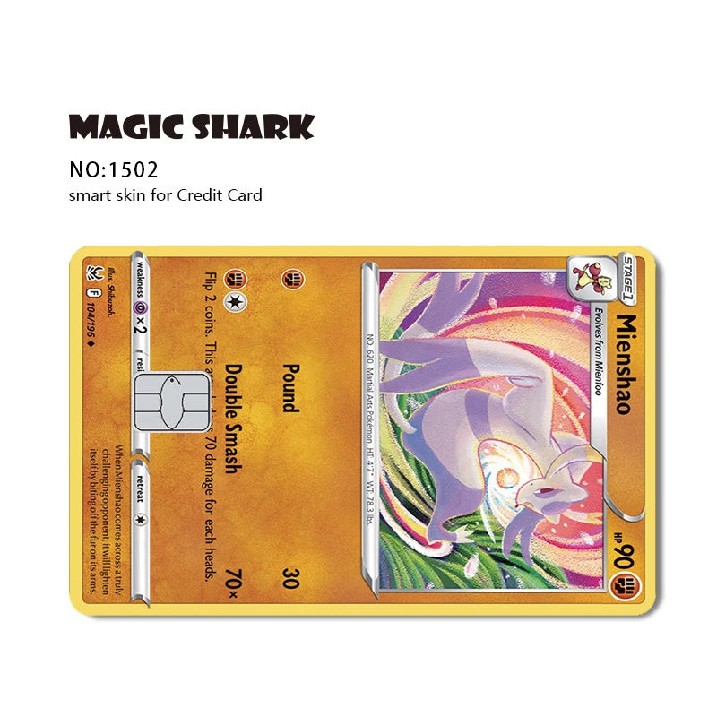 New Bulbasaur Pikachu Charmander Squirtle Mew Gengar Pokemons PTCG Film Skin Cover Sticker for Credit Debit Card