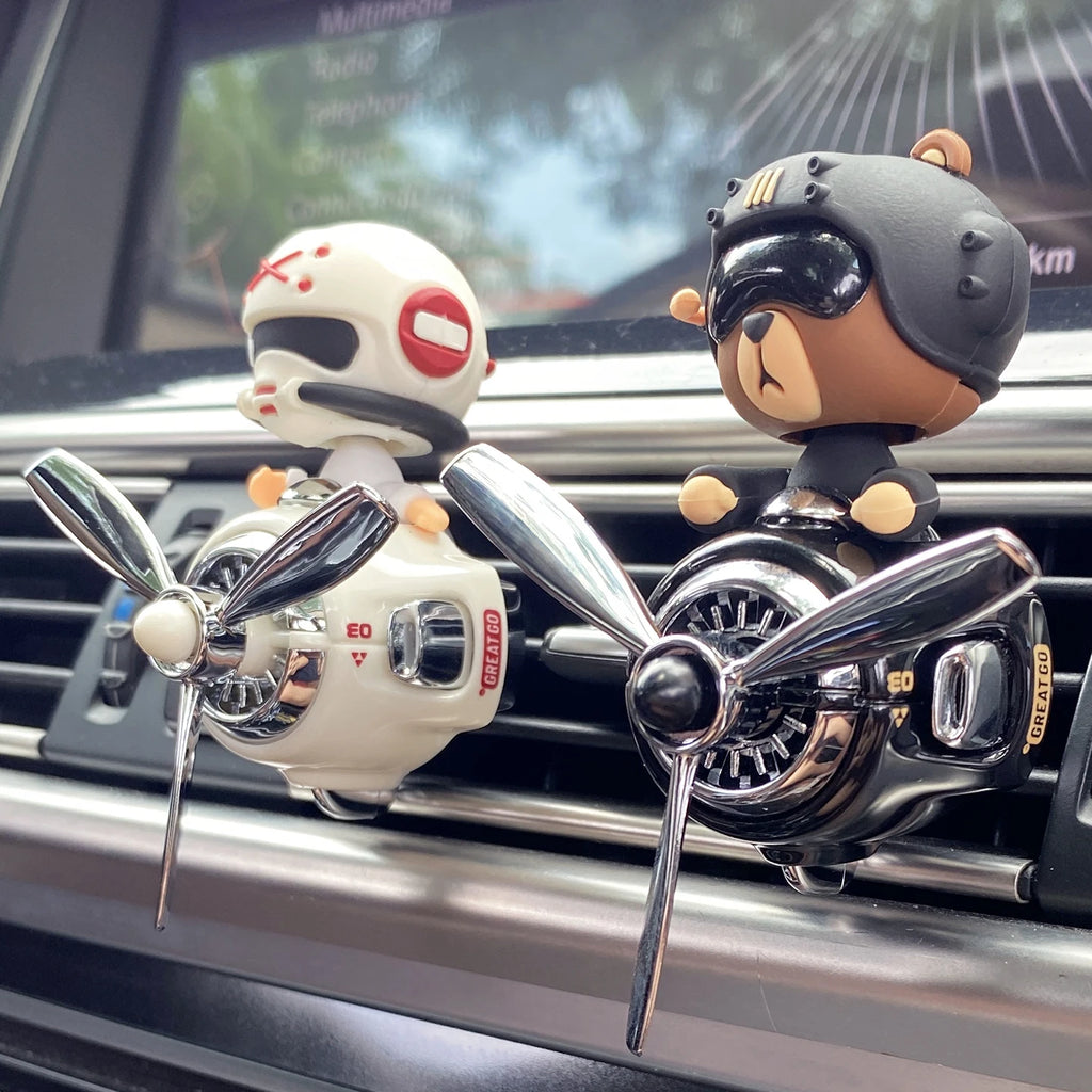 Head shake rotating propeller plane cool bear pilot car air fresheners accessories decoration fun diffuser perfume fragrance men