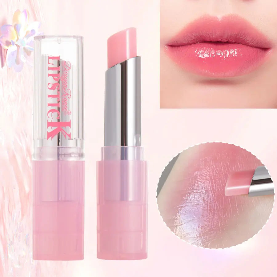 Color Lip Balm Moisturizing Glossy Waterproof Long-Lasting Pink Lip Balm with Shiny Effect Suitable for All Skin Types Soothing a