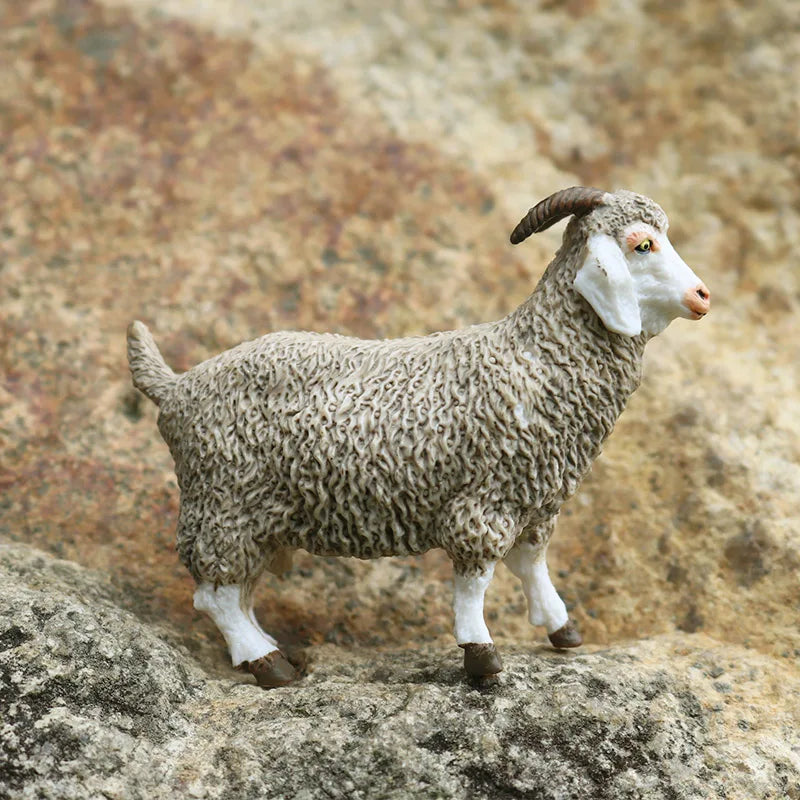 Oenux Classic Farm Animal Simulation Sheep Goat Argali Antelope Model Action Figure Poultry Figurines Cute Toy For Kid Gift