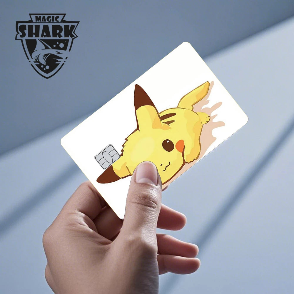 Maigc Shark Cute Pokemons Mewtwo Eevee Pikachu Gengar Sticker Film Cover for Debit Credit Card No Fade